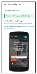 mobile friendly test for SEO